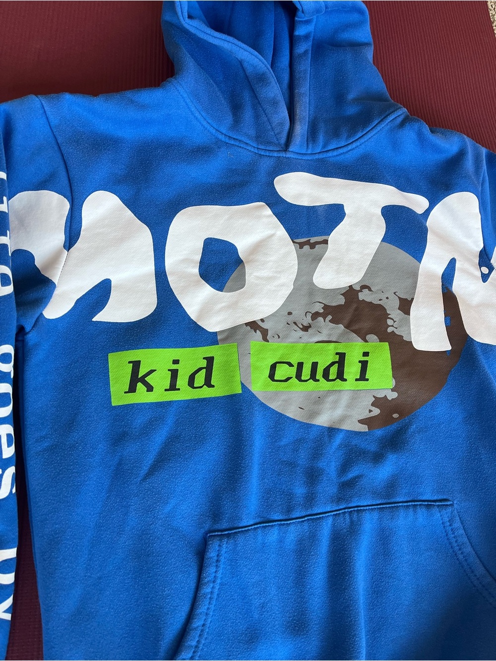 Man On The Moon lll Kid Cudi Hoodie Sweatshirt MOTM Tour Blue Size Large - Picture 2 of 8